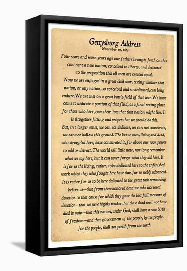 Gettysburg Address Full Text-null-Framed Stretched Canvas