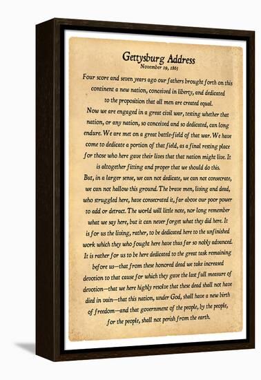 Gettysburg Address Full Text-null-Framed Stretched Canvas