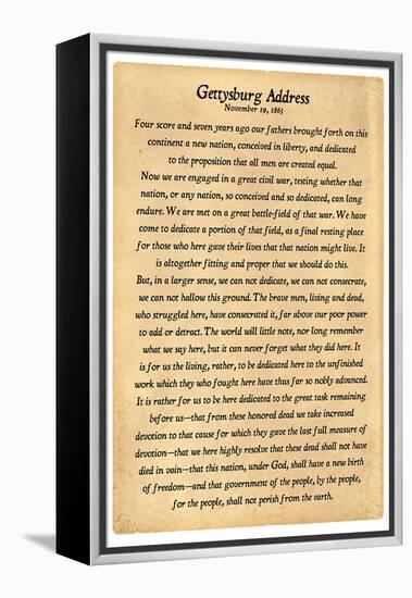 Gettysburg Address Full Text-null-Framed Stretched Canvas