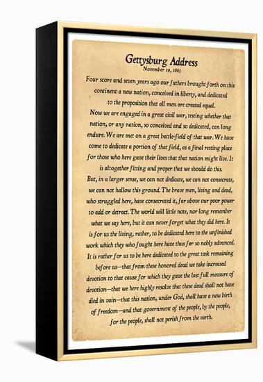 Gettysburg Address Full Text-null-Framed Stretched Canvas