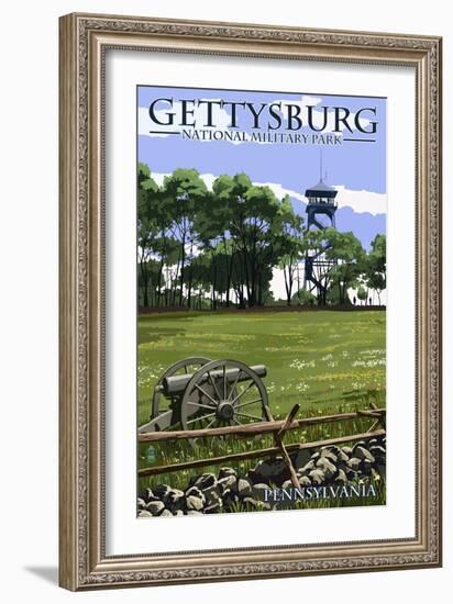 Gettysburg, Pennsylvania - Battlefield Tower-Lantern Press-Framed Art Print