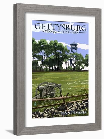 Gettysburg, Pennsylvania - Battlefield Tower-Lantern Press-Framed Art Print