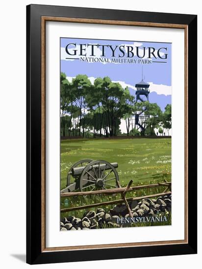 Gettysburg, Pennsylvania - Battlefield Tower-Lantern Press-Framed Art Print