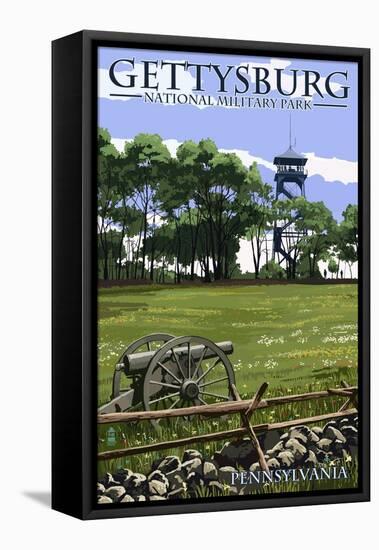 Gettysburg, Pennsylvania - Battlefield Tower-Lantern Press-Framed Stretched Canvas