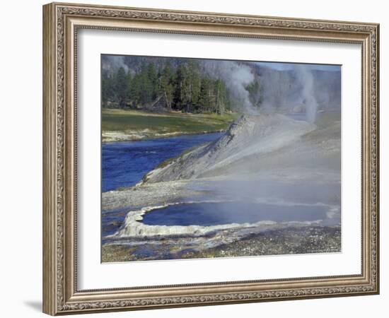 Geyser along Firehole River, Yellowstone National Park, Wyoming, USA-William Sutton-Framed Photographic Print