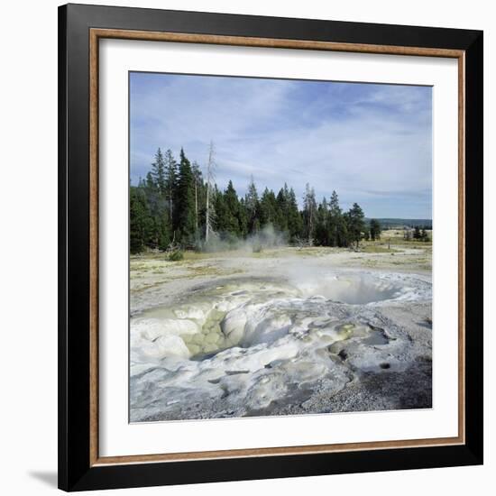 Geyser steaming, Yellowstone National Park, Wyoming, USA-null-Framed Premium Photographic Print