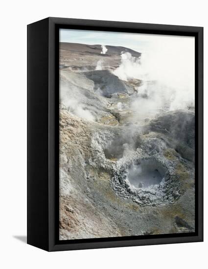 Geysers and Boiling Mud, Sol De Mamama Geyser, Altiplano, Bolivia-Doug Allan-Framed Premier Image Canvas