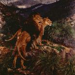 Lions Stalking-Geza Vastagh-Framed Giclee Print