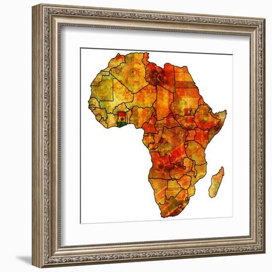 Ghana on Actual Map of Africa-michal812-Framed Art Print