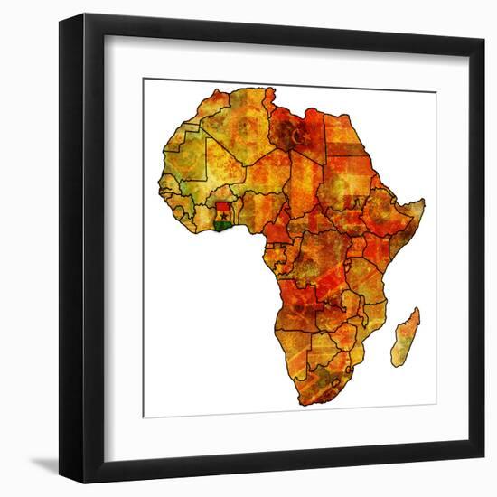 Ghana on Actual Map of Africa-michal812-Framed Art Print