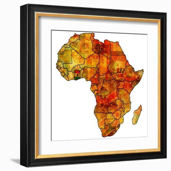 Ghana on Actual Map of Africa-michal812-Framed Art Print