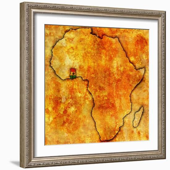 Ghana on Actual Map of Africa-michal812-Framed Art Print