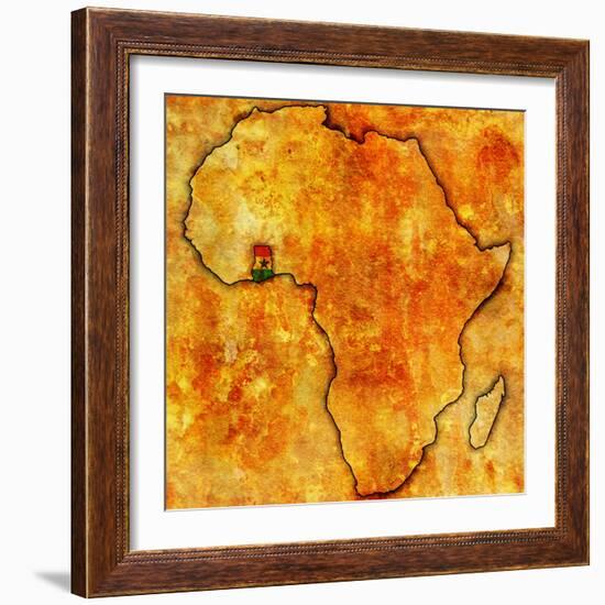 Ghana on Actual Map of Africa-michal812-Framed Art Print