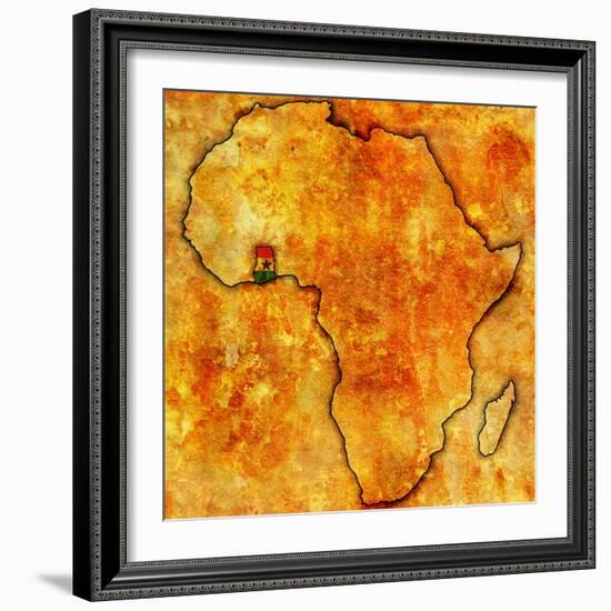 Ghana on Actual Map of Africa-michal812-Framed Art Print