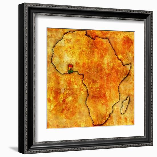 Ghana on Actual Map of Africa-michal812-Framed Art Print