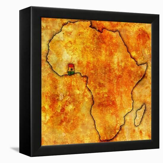 Ghana on Actual Map of Africa-michal812-Framed Stretched Canvas