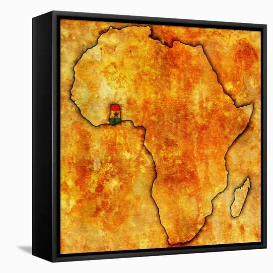 Ghana on Actual Map of Africa-michal812-Framed Stretched Canvas