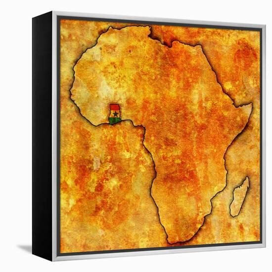 Ghana on Actual Map of Africa-michal812-Framed Stretched Canvas