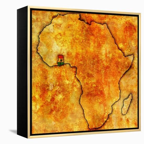 Ghana on Actual Map of Africa-michal812-Framed Stretched Canvas