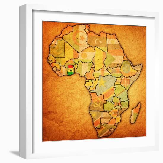 Ghana on Actual Map of Africa-michal812-Framed Art Print