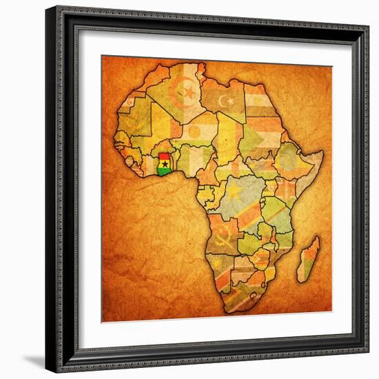 Ghana on Actual Map of Africa-michal812-Framed Art Print