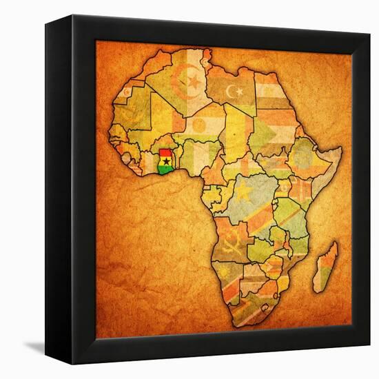 Ghana on Actual Map of Africa-michal812-Framed Stretched Canvas