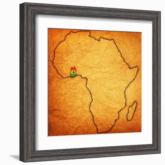 Ghana on Actual Map of Africa-michal812-Framed Art Print