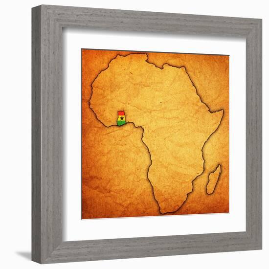 Ghana on Actual Map of Africa-michal812-Framed Art Print