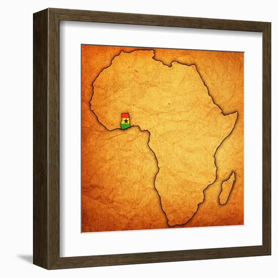 Ghana on Actual Map of Africa-michal812-Framed Art Print