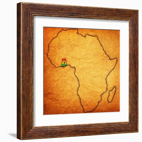 Ghana on Actual Map of Africa-michal812-Framed Art Print