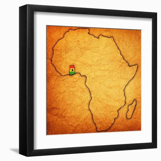 Ghana on Actual Map of Africa-michal812-Framed Art Print