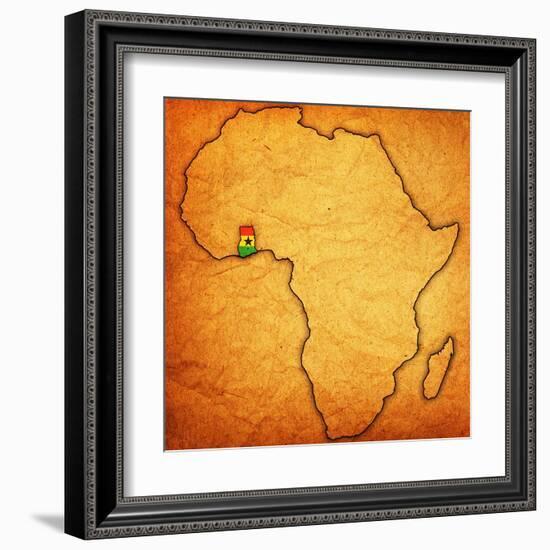 Ghana on Actual Map of Africa-michal812-Framed Art Print