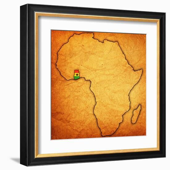 Ghana on Actual Map of Africa-michal812-Framed Art Print