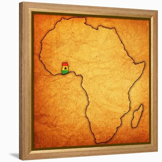 Ghana on Actual Map of Africa-michal812-Framed Stretched Canvas