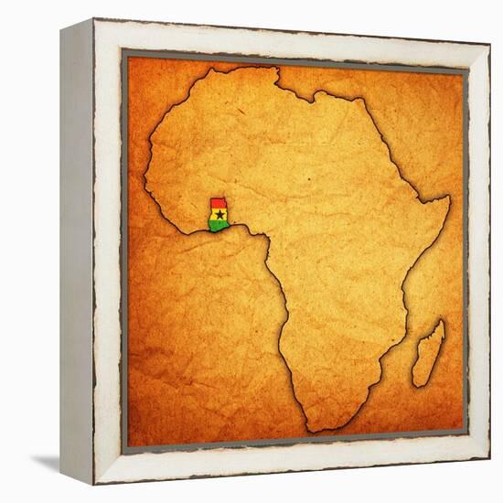 Ghana on Actual Map of Africa-michal812-Framed Stretched Canvas