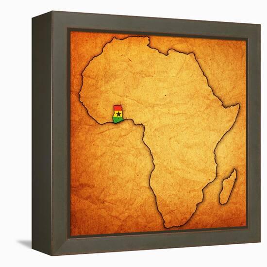 Ghana on Actual Map of Africa-michal812-Framed Stretched Canvas