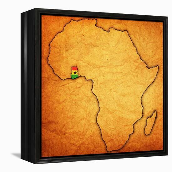 Ghana on Actual Map of Africa-michal812-Framed Stretched Canvas