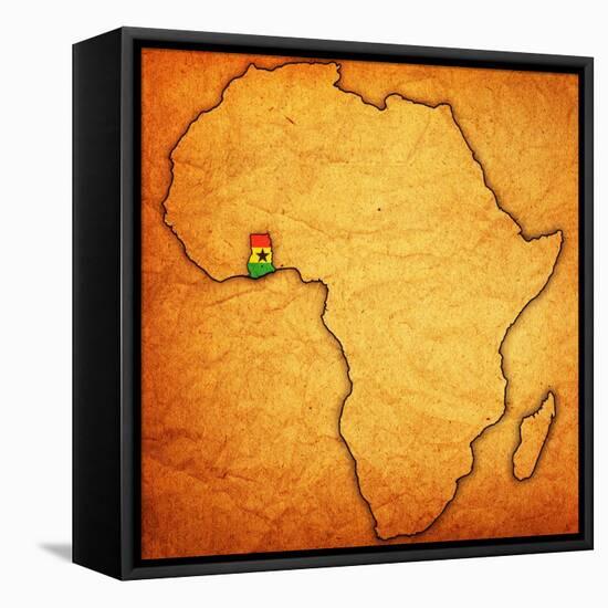 Ghana on Actual Map of Africa-michal812-Framed Stretched Canvas