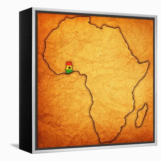 Ghana on Actual Map of Africa-michal812-Framed Stretched Canvas