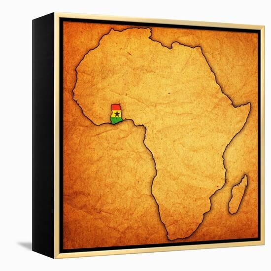 Ghana on Actual Map of Africa-michal812-Framed Stretched Canvas