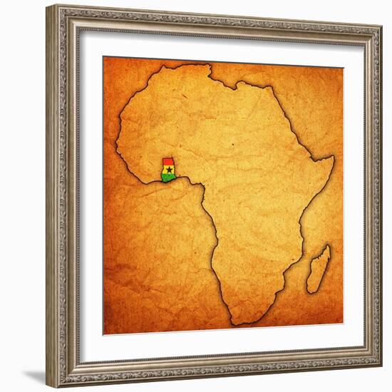 Ghana on Actual Map of Africa-michal812-Framed Art Print