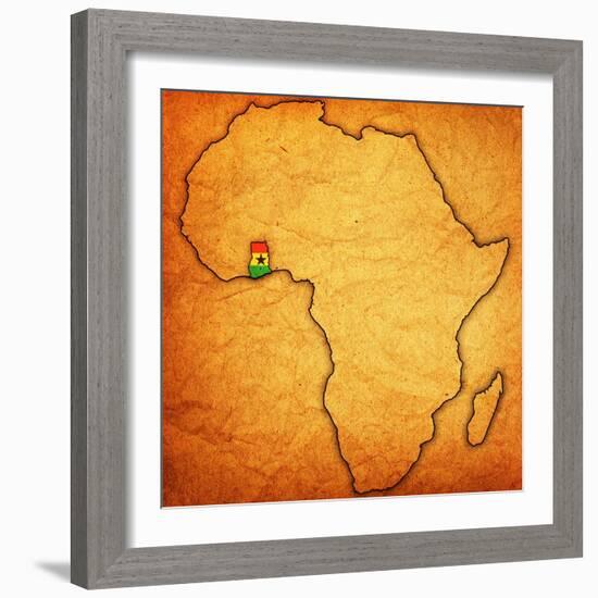 Ghana on Actual Map of Africa-michal812-Framed Art Print