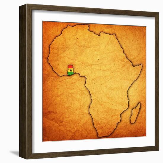 Ghana on Actual Map of Africa-michal812-Framed Art Print