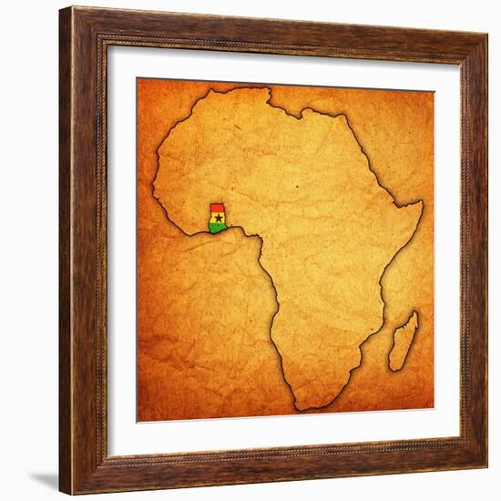 Ghana on Actual Map of Africa-michal812-Framed Art Print