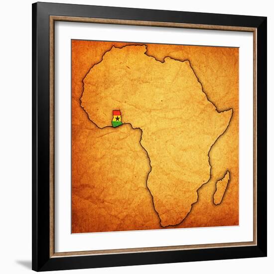 Ghana on Actual Map of Africa-michal812-Framed Art Print