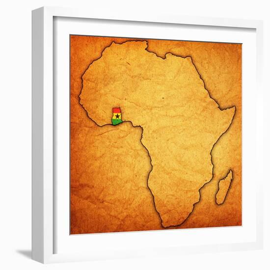 Ghana on Actual Map of Africa-michal812-Framed Art Print