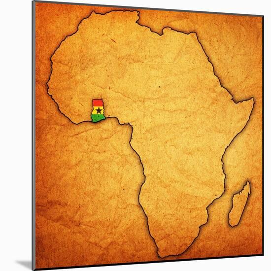 Ghana on Actual Map of Africa-michal812-Mounted Art Print