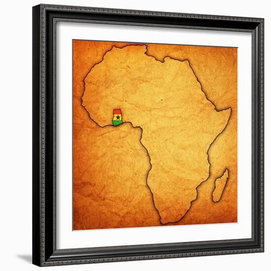 Ghana on Actual Map of Africa-michal812-Framed Art Print