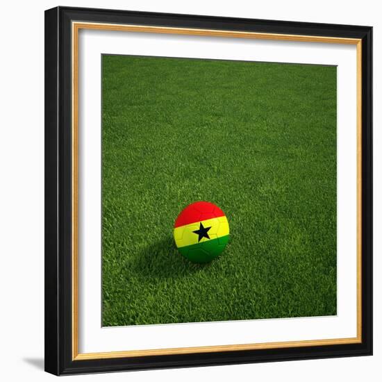 Ghanaian Soccerball Lying on Grass-zentilia-Framed Art Print