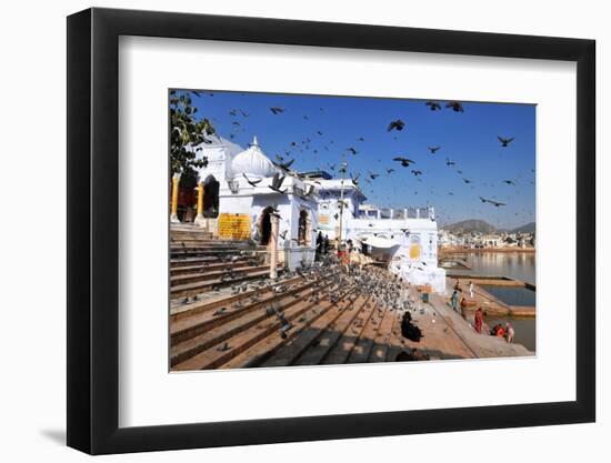 Ghats at Holy Pushkar Lake and Old Rajput Palaces, Pushkar, Rajasthan, India, Asia-Godong-Framed Photographic Print